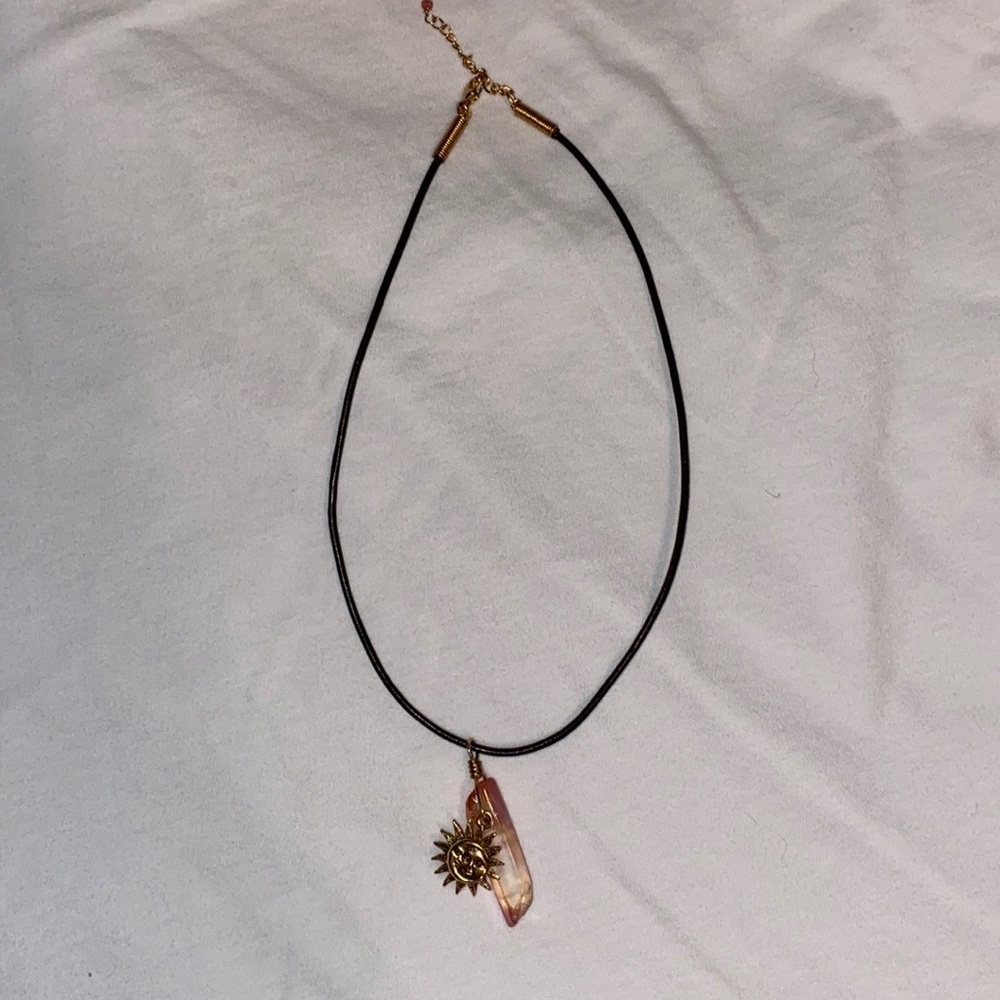 Aura crystal necklace with sun charm